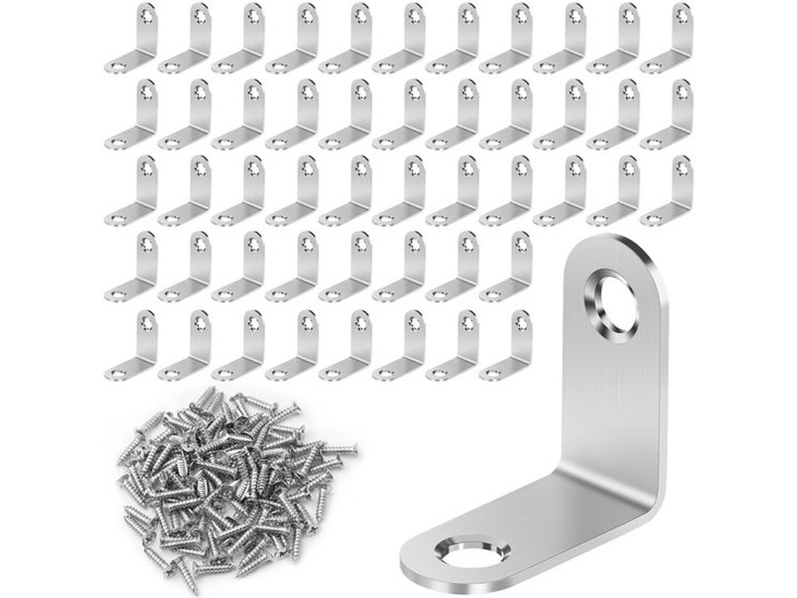 Conector De Ângulo 50 Unidades - Aço Inoxidável - 30 X 30 Mm - Conector De Ângulo - Construção De Móveis - Projetos Diy - Alta Resistência - Parafuso