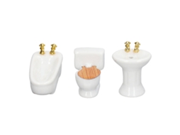 Set De Banho Em Miniatura Para Casa De Bonecas, 3 Peças De Móveis E Acessórios