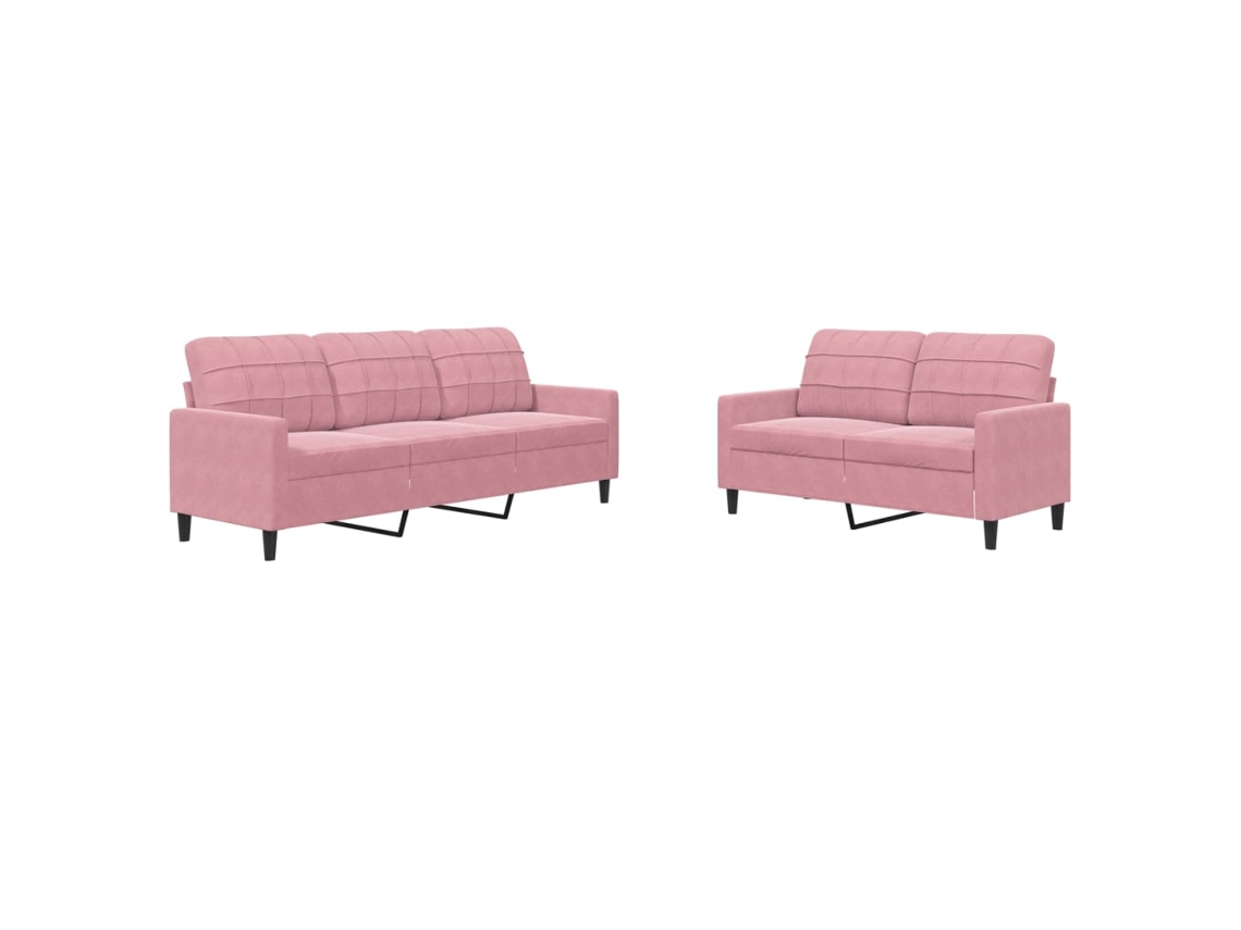 Maison Exclusive - 2 Pcs Conjunto De Sofás Com Almofadões Veludo Rosa