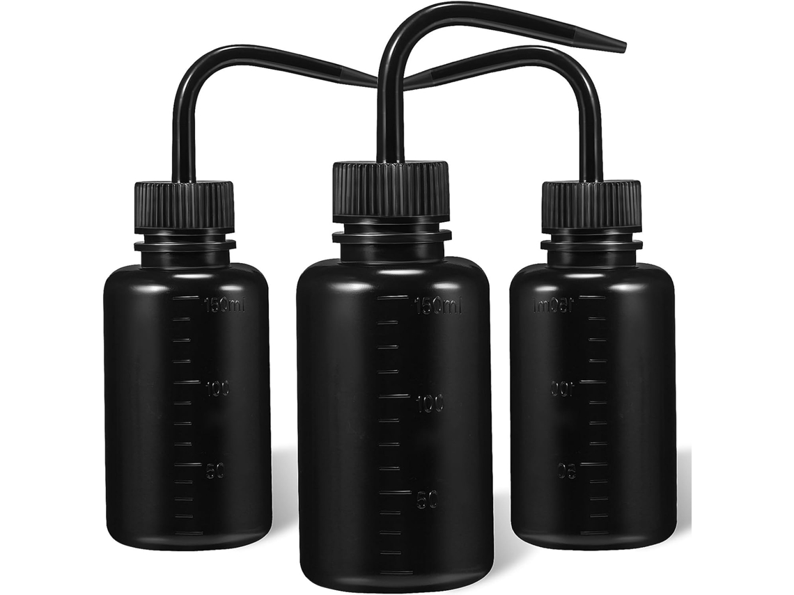 Conjunto de 3 frascos de plástico Pretas de 150ml para limpeza e reabastecimento, suaves.