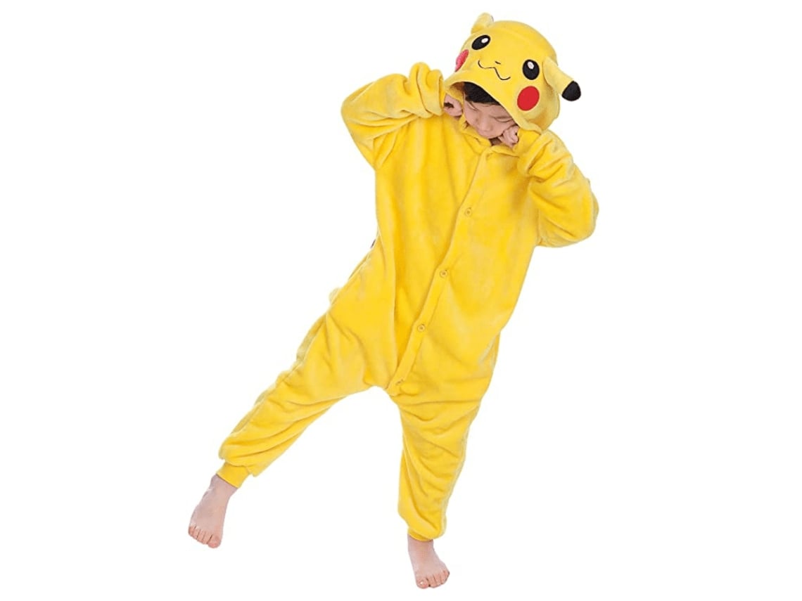 ELKUAIE Crianças Macacões Traje Animal Onesie Camisola Pijamas Hoodies  Pijamas Cosplay Fantasia de Carnaval Natal Dia das Bruxas Pikachu 110Cm