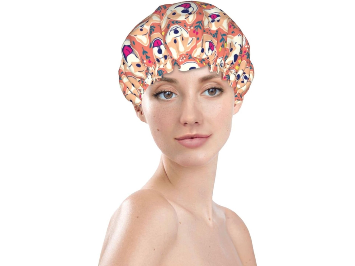 Touca De Banho Feminina, Reutilizável, Impermeável, Dupla Camada, Com Elástico, Ideal Para Cabelos Longos E Com Estampa