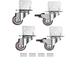 Set De 4 Rodas Giratórias Para Móveis Pequenos 25mm Com Freio, Placa L, Carga 40kg