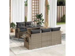 Vidaxl 6 Pcs Conjunto Sofás De Jardim Com Almofadões Vime Cinzento
