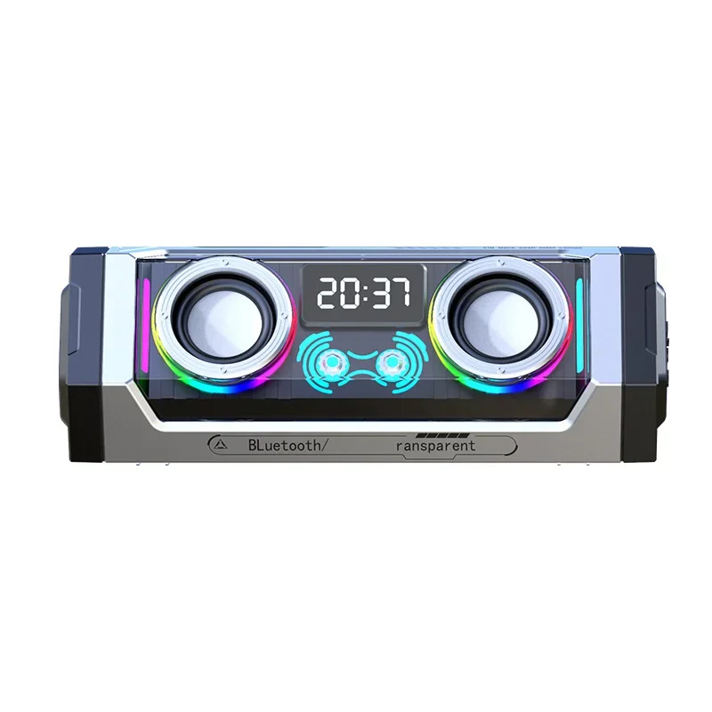 Caixa de Som Eletromecânica Bluetooth 5.3, Diafragma Duplo, TWS MDUG (preto e Prata)