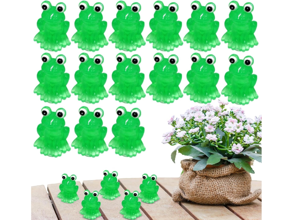 Miniaturas de Rãs em Resina 15 Peças de Miniaturas Verdes para Decoração Estatuetas de Animais Que Brilham no Escuro CHABERLU