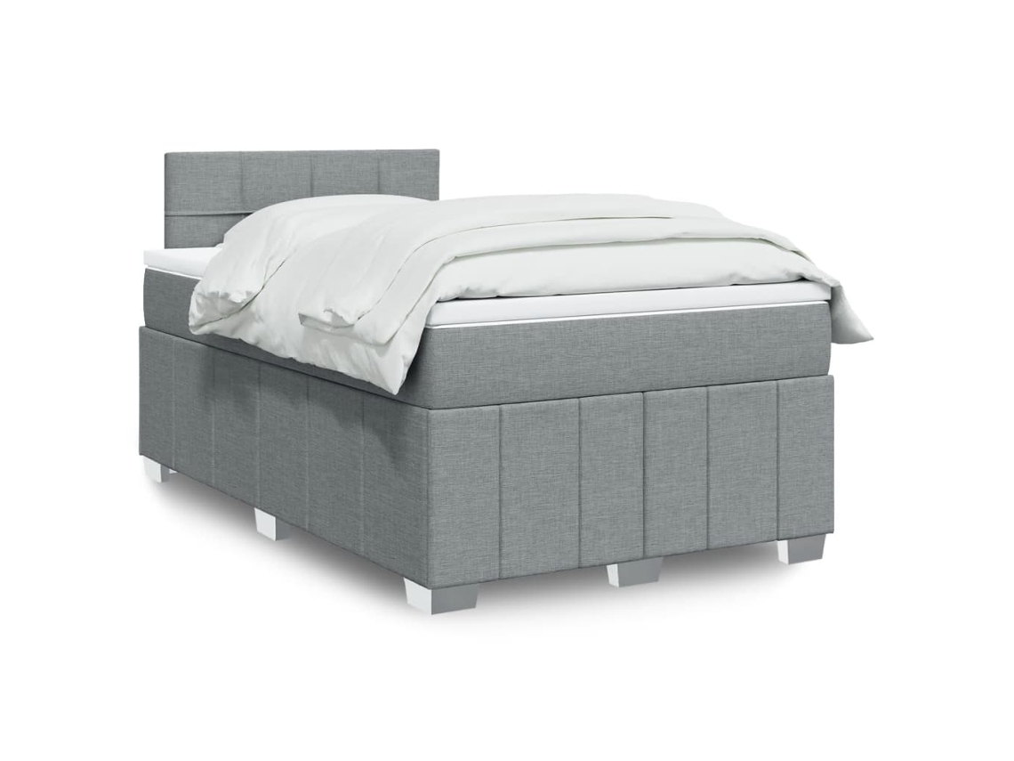 Vidaxl Cama Boxspring Com Colchão 120x190 Cm Tecido Cinzento-claro