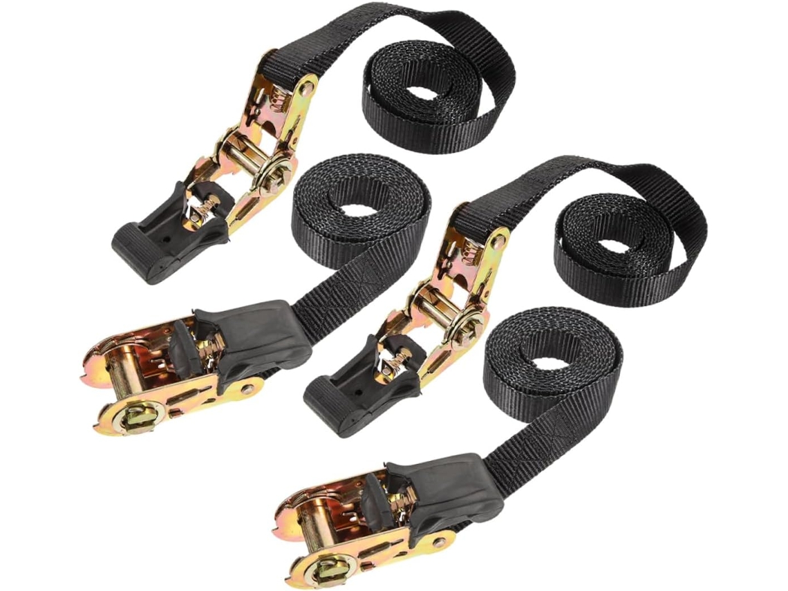 Conjunto de 4 fitas trenas com catraca fáceis de usar, feitas de poliéster resistente e ferro.
