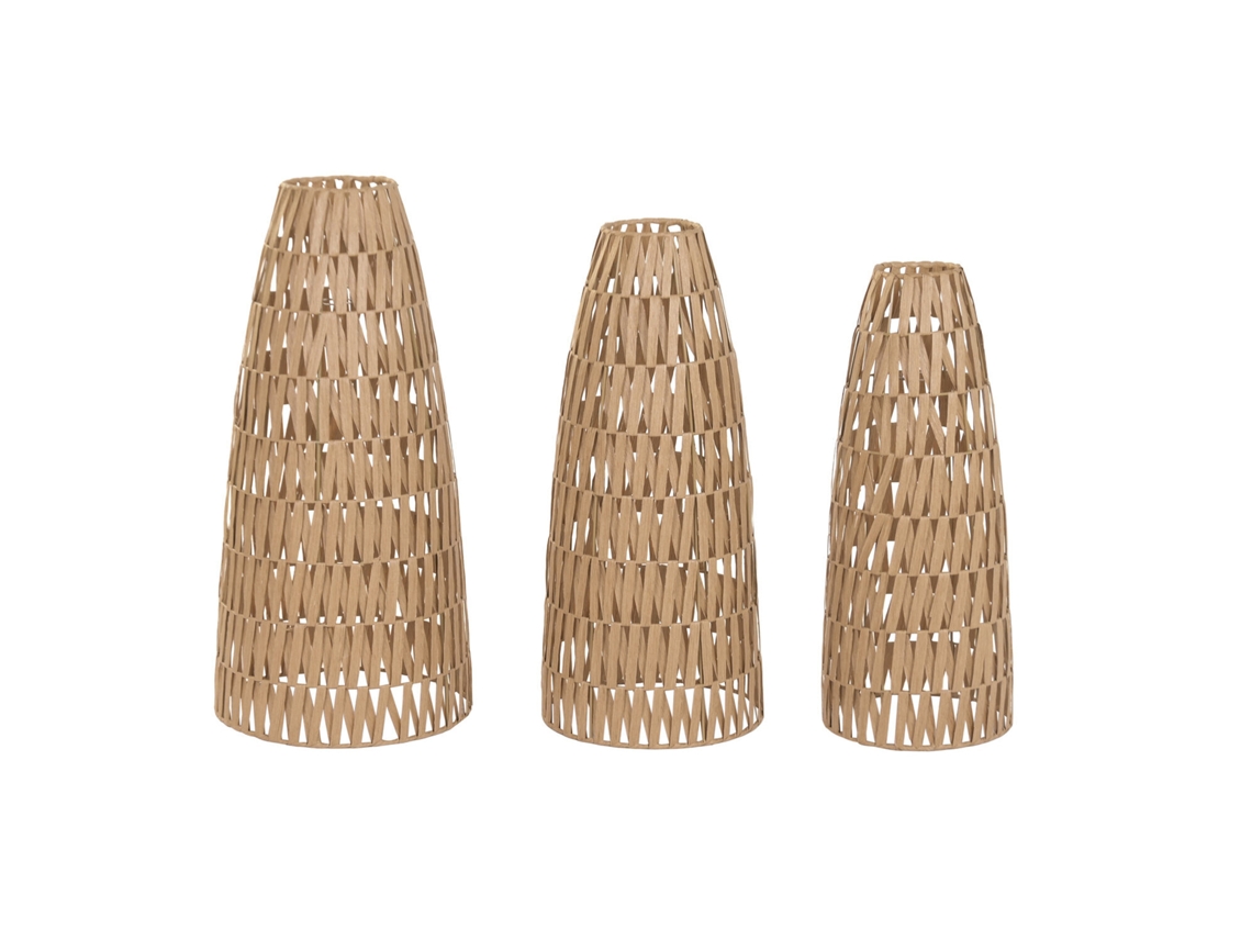 Conjunto de 3 Abajures de Metal em Fibra Natural, 36x36x72cm ALEXANDRA HOUSE LIVING