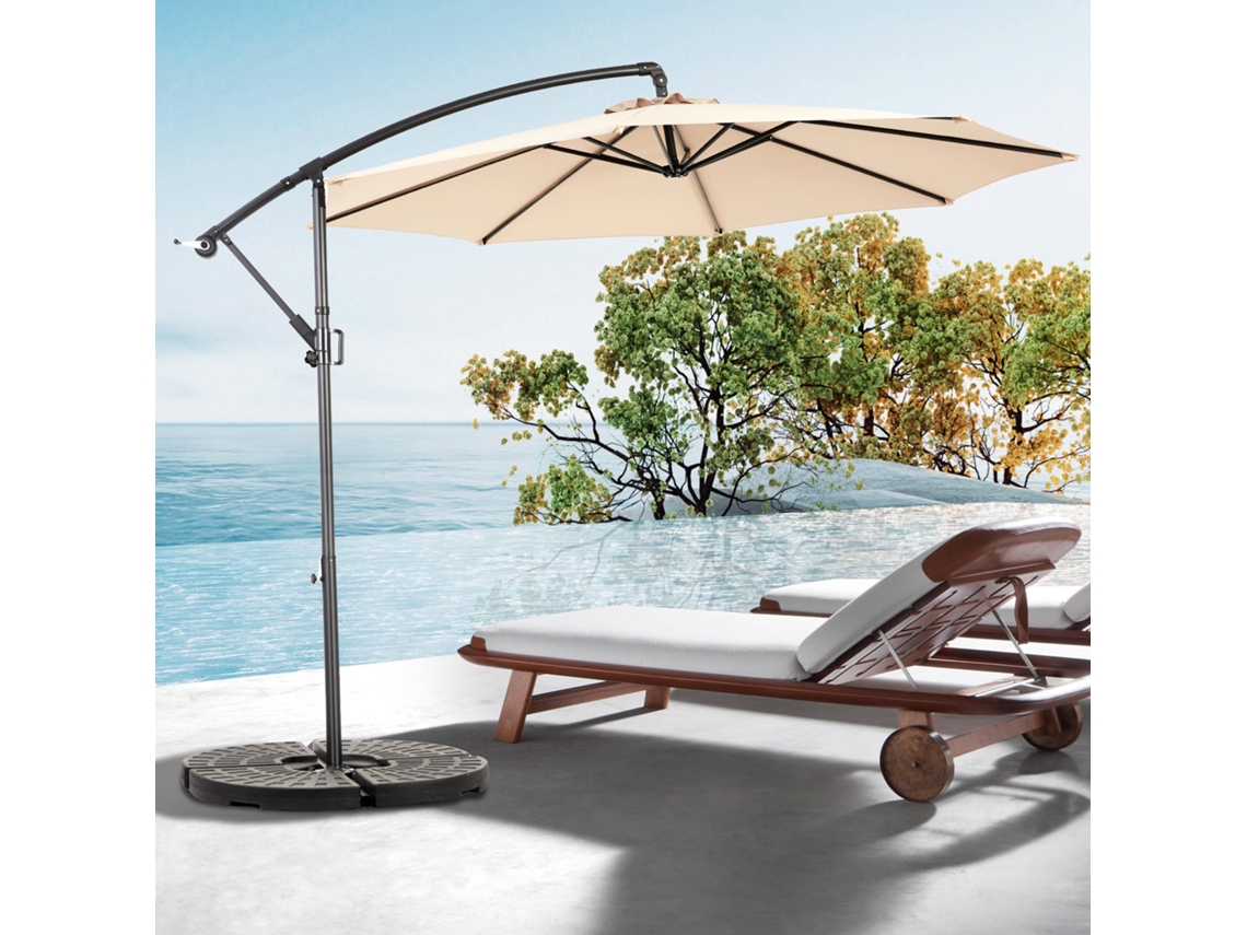 Guarda sol Retangular 4,5m Cáqui Manivela Sem Base Exterior VELTRIX