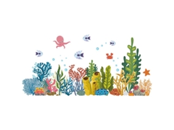 Rebe stickers de Parede de Peixes e Animais Marinhos Criativos para Decorar Quarto, Sala de Estar e Cozinha
