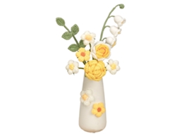 Flor de Lã Simulada Mão Crochê Presente com Vaso Cerâmico