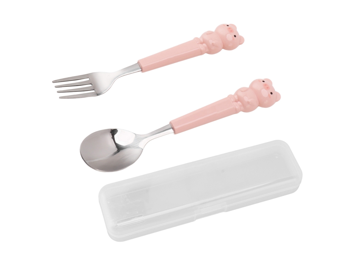 Conjunto de Talheres LAXISCREED Porco Rosa Infantil