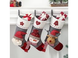 Sacola De Presente De Natal Com 3 Peças, Itens De Natal, Bolsa De Meia De Papai Noel, Pingente De Natal, Meia De Natal De Alta Qualidade Olysi Shop