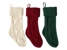 Meias de Natal tricotadas em cabelo técnico 46cm em vermelho, verde e branco | S/MARCA