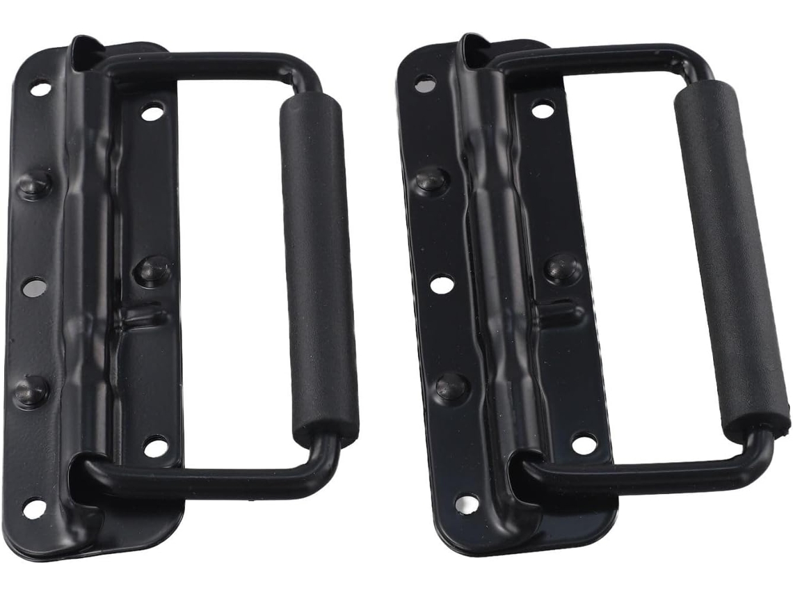 Conjunto De 2 Alças Ferro Com Mola E Revestimento Borracha Para Malas, Caixas De Ferramentas, Armários, Gavetas E Cases