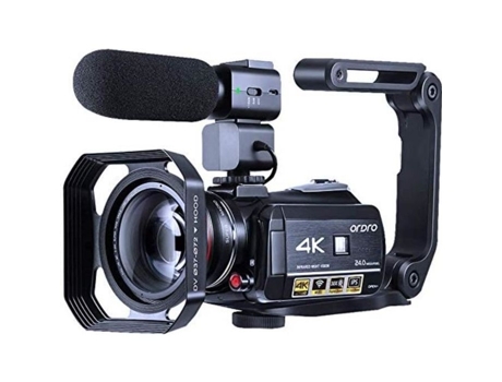 Câmera de vídeo 4k Ordro Ultra Hd Night Vision Recorder com microfone Lente grande angular