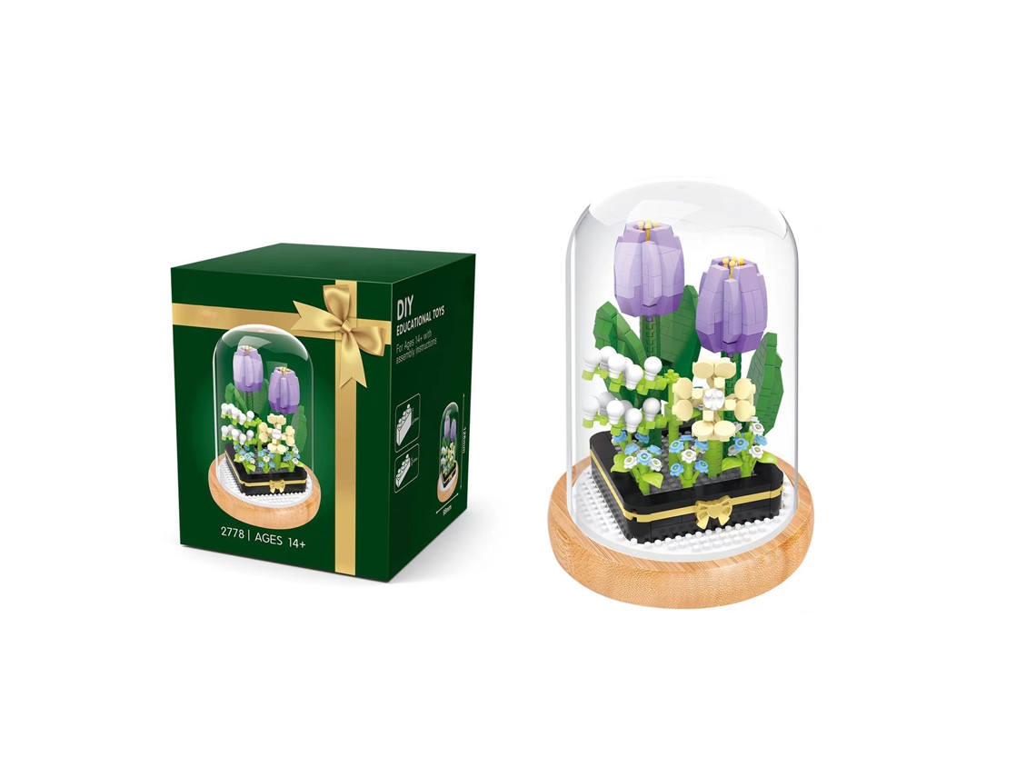 Kit Blocos Miniaturas Flor Tulipa com Capa Protectora