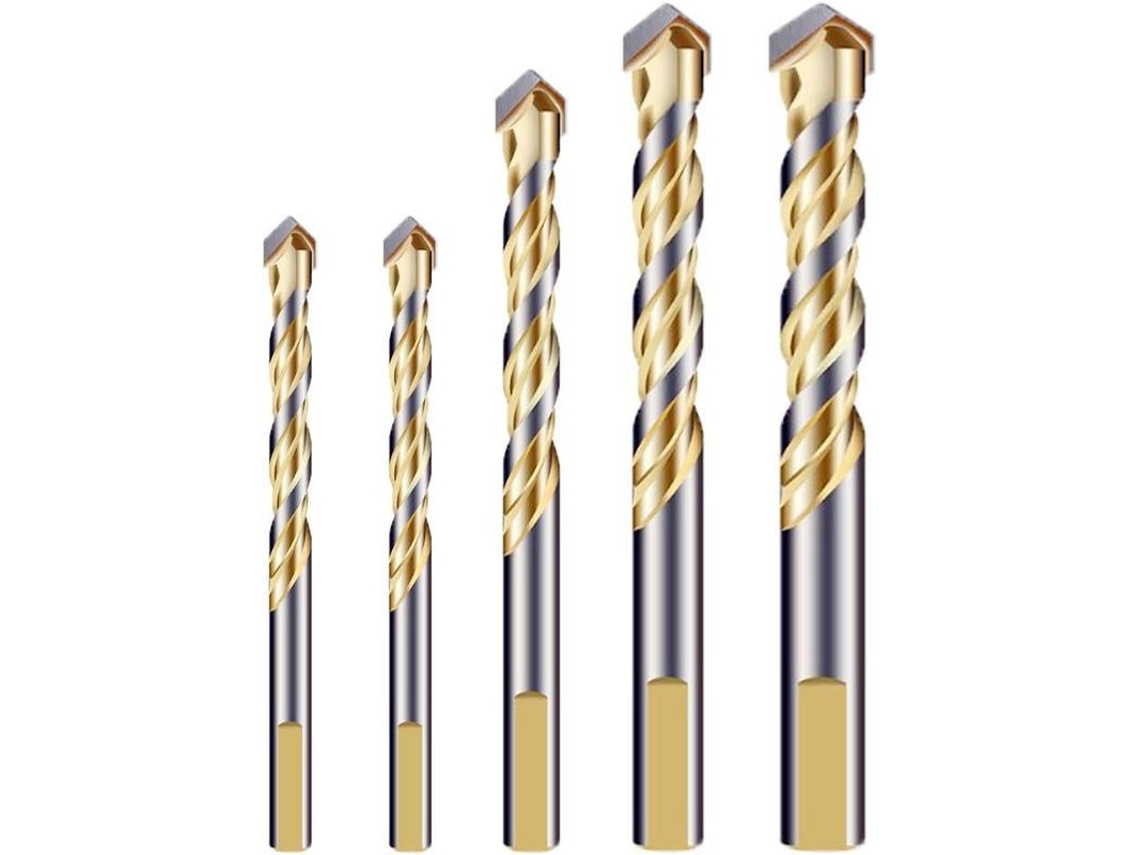 2026 conjunto de Brocas Multimaterial com Ponta de Carbeto de Dois Sulcos para Telhas, Concreto, Madeira e Metal, Prata