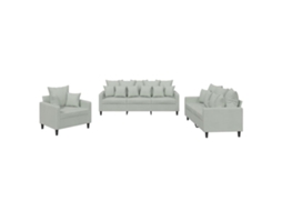 Maison Exclusive - 3 Pcs Conjunto De Sofás Com Almofadões Veludo Cinzento-claro