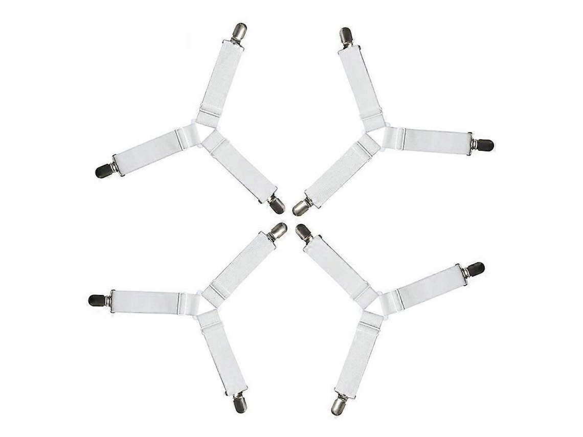 Rebe 4 Peças de Tensor de Folha de Cama Triangular Ajustáveis, para Todas as Camas e Colchões, Brancas Lionknight