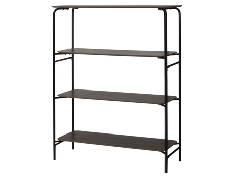 Intempora Design Prateleira 4 Níveis Mdf E Metal Preto E Marrom 110x40x140 Cm