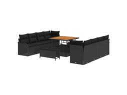 Conjunto 11 Conjunto De Sofá De Jardim Vidaxl Preto Vime Pe (100 X 100 X 71 Cm)