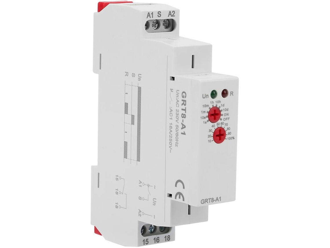 Relé de Retardo Alimentação Grt8 A1 Mini para Montagem em Trilho Din 220 V Ca BRILVIBERA