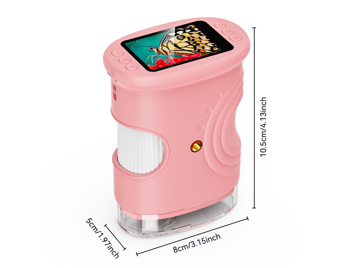 Lupa Com Led Ecrã Ips 2,0 Polegadas, 1000x E 8 Led, Para Leitura, Inspeção E Trabalhos De Precisão, Em Rosa Tressino