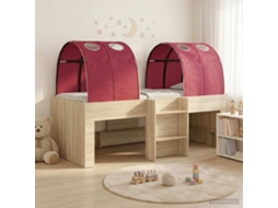 Vidaxl Cama Com Túnel 3 Unid. Carvalho Sonoma E Vermelho
