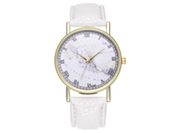 Relógio de Pulso Unisex de Couro Pu com Mostrador Clássico Romanos Branco