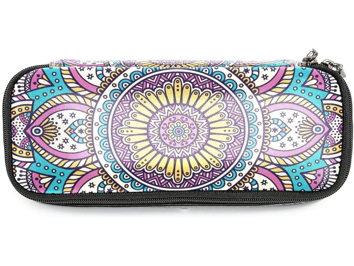 Organizador de canetinhas estilo hippie boêmio com grande capacidade, bolsa para maquiagem, ideal para escola e mesa.