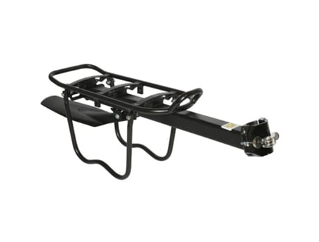 Suporte traseiro com fixação rapide alumínio preto com protecção lateral para alforge no espigão do selim P2R