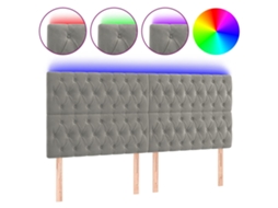 Led Headboard, Led Headboards Vidaxl Cinzeto Veludo (180 X 7 X 118/128 Cm)