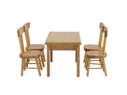 Ats conjunto de 5 Muebles em Miniatsura para Casa de Bonecas Mesa e Cadeiras de Jantar 1:12 Presente Infantil Cor Madeira