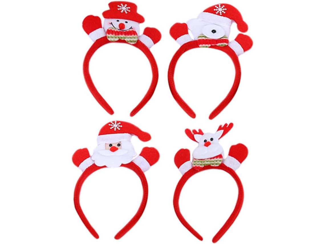 Nuobesty De 4 Tiaras De Natal Com Luzes - Acessórios De Cabelo Para O Natal