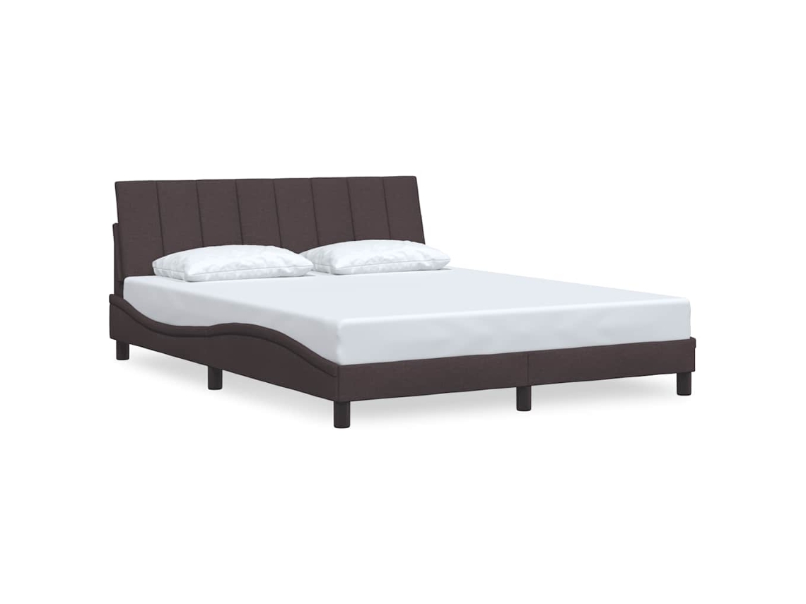 Estrutura de Cama Sem Colchão Hanko 160x200 cm Tecido Castanho escuro MAISON EXCLUSIVE