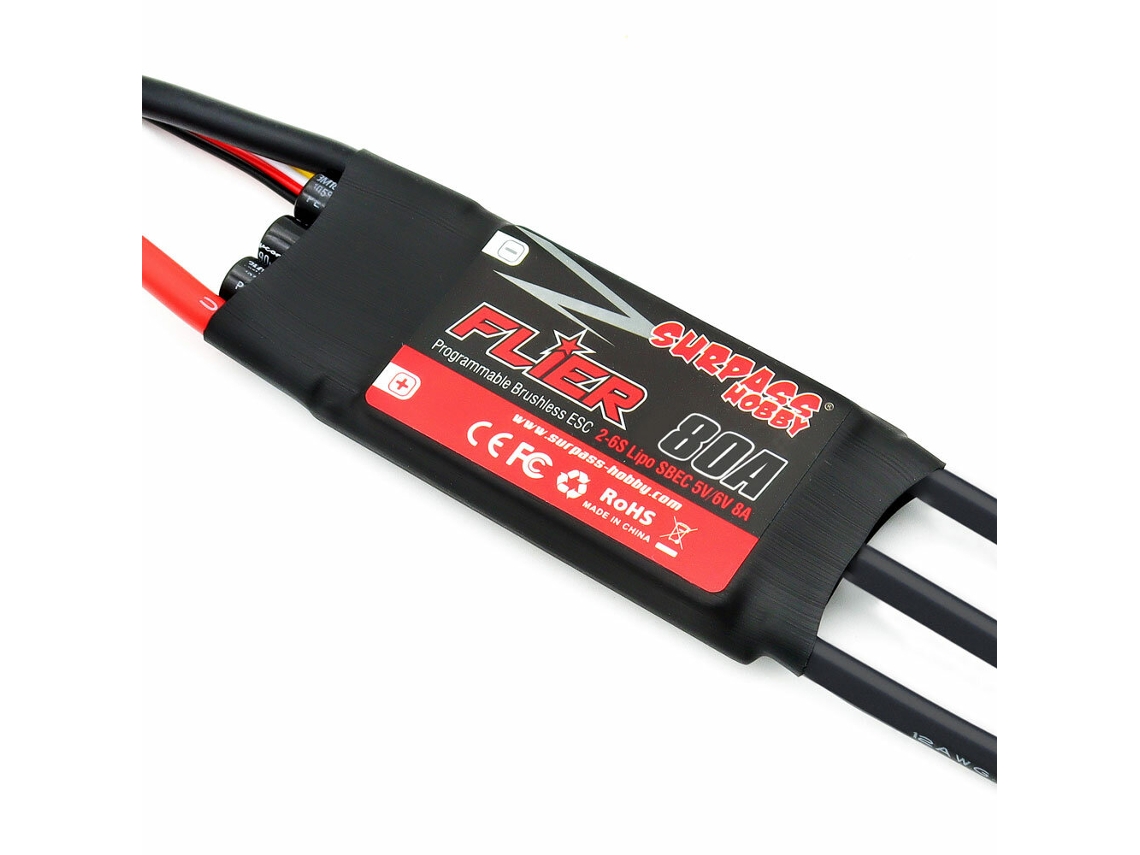 Surpass hobby Flier Series Novo Esc Brushless 32 Bits e 80a com Sbec 5v/6v e Suporte Programação Baterias 2 a 6 Células Aeromodelos. MDUG