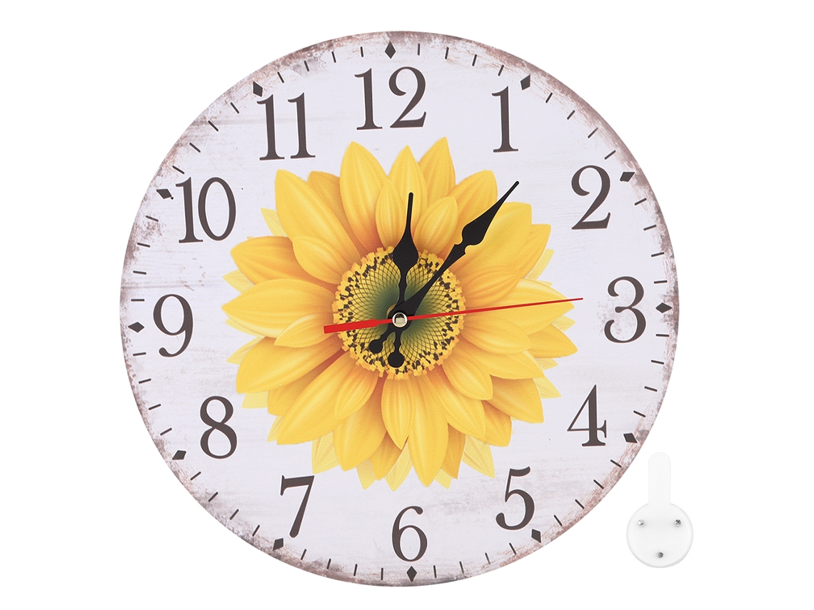 Relógio de Parede Espelho Acrílico Store com Design de Girasol, 30cm, para Decoração