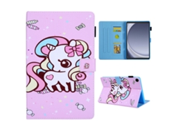 Capa dupla com porta-cartões para Samsung Galaxy Tab A9, Candy Horse