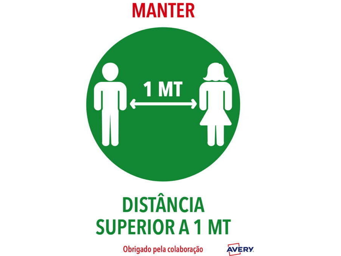 Etiquetas Covid AVERY Manter a Distância (A4)