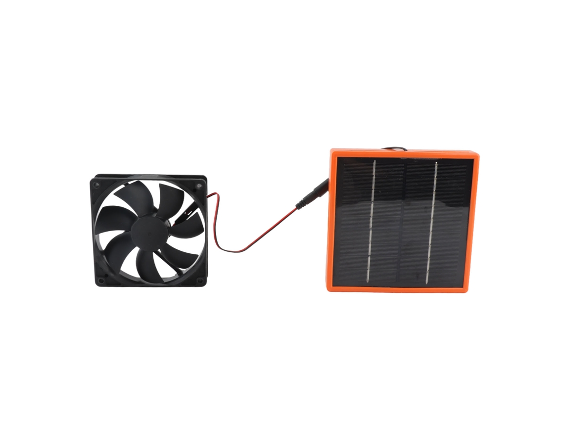 Um Ventilador Movido A Energia Solar (com Suporte, Portátil, Equipado Com Um Painel Solar De Silício Monocristalino Emoldurado)