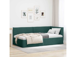 Vidaxl Estrutura De Cama De Canto Verde Escuro 100 X 200 Cm Tecido