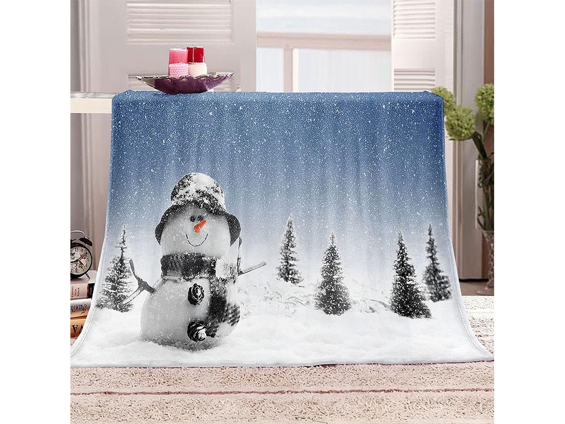 Manta Estampa de Boneco Neve Natalin em Microfibra 150x180cm