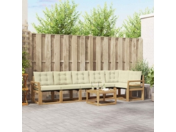 Vidaxl Conjunto De Sofás Para Exterior 7 Unid. Branco E Creme
