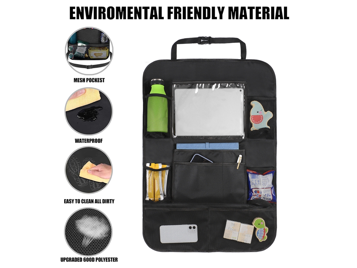 Mali 2 Pack Organizador Banco Traseiro Carro Tapete de Chute com Bolsa Tablet Limpo Fácil