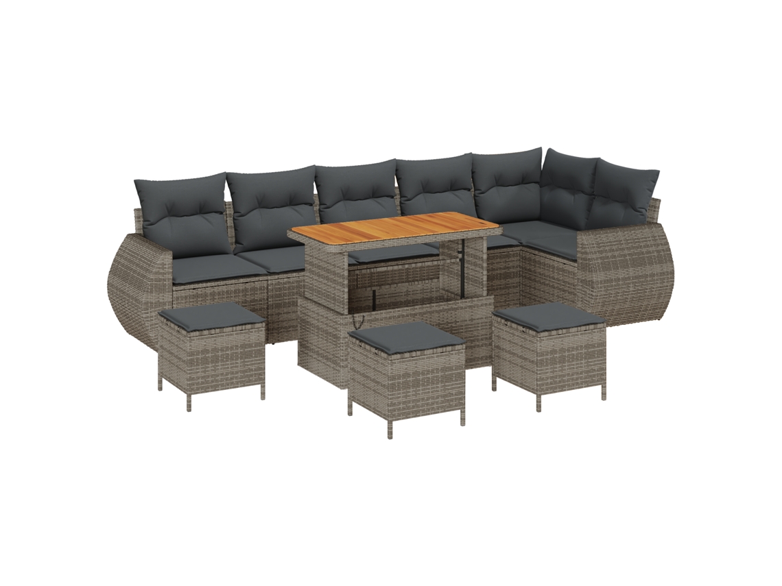 Conjunto 10 Móveis De Jardim Vidaxl Cinzento Vime Pe (298 X 133 X 85 Cm)