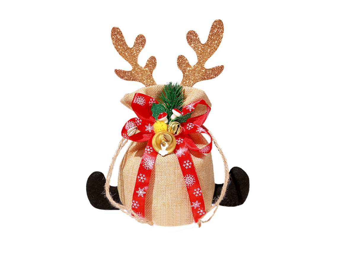 Sacola de Natal Apple para Presentes, com Chifre e Bola Grande, Cáqui LAXISCREED