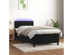 Vidaxl Cama Box Spring C/ Colchão/led 90x190 Cm Veludo Preto
