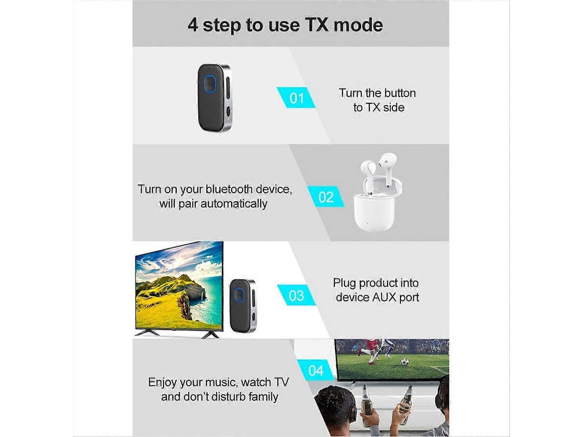 Receptor E Transmissor Bluetooth 2 Em 1 Portátil Sem Fio